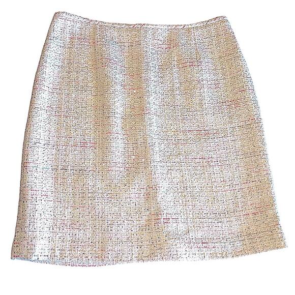 Tahari Sparkle Tweed Pink Champagne Mini Skirt size 16 - Picture 1 of 10